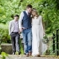 Walking bride and groom